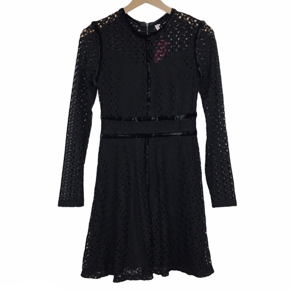 XHILARATION Dress Velvet Crochet Long Sleeve Whimsigoth Dark Academia Small NWT - Picture 11 of 11